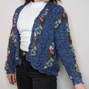Hand Knit Vintage Floral Sweater